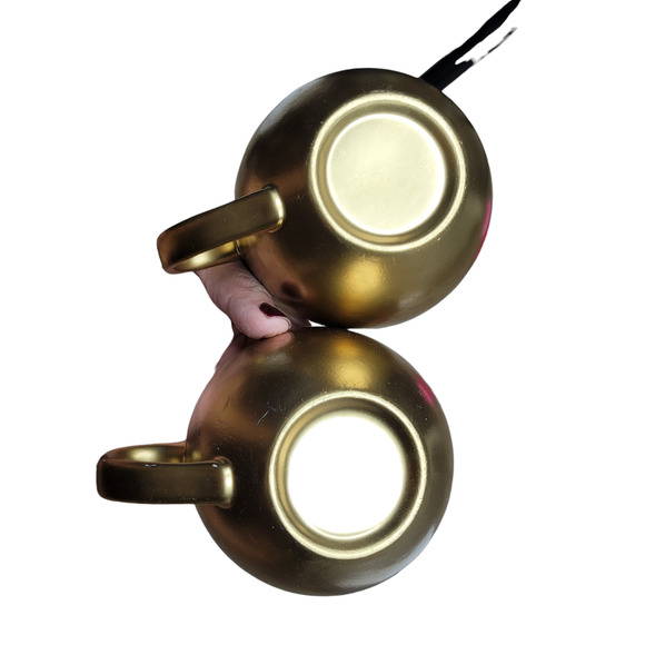 Lily Pulitzer Ceramic Mugs Set of 2 Gold Painted 12 oz - Picture 11 of 16